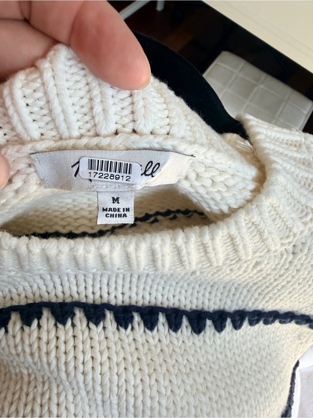Madewell Cream Knit Sweater with Navy Stripes - Picture 6 of 7